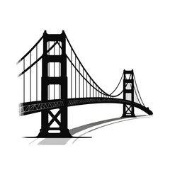Hand-Drawn Golden Gate Bridge Silhouette in Doodle Comic Style