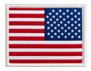 Embroidered American Flag Patch, Front View, Isolated PNG