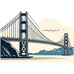 Iconic Golden Gate Bridge Silhouette in Artistic Style