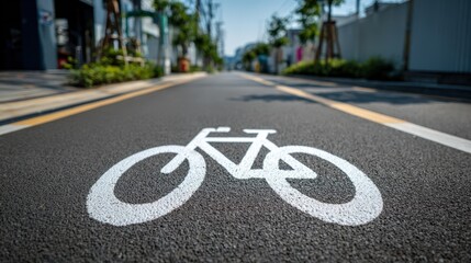 Obraz premium Dedicated Bicycle Lane on a City Street Safe Cycling Infrastructure in Urban Environment