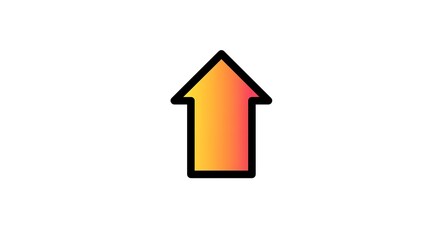 Fototapeta premium Arrow Pointing Up in Orange Gradient on White Background