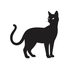 silhouette of graceful cat vector art