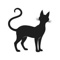 silhouette of graceful cat vector art
