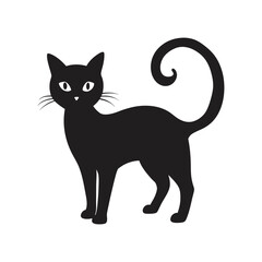 silhouette of graceful cat vector art