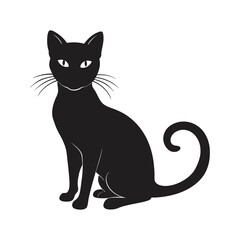 silhouette of graceful cat vector art
