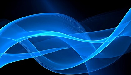 Abstract Blue Wave Design on Black Background