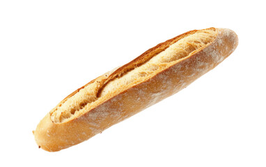Baguette bread with falling crume  on transparent background, png