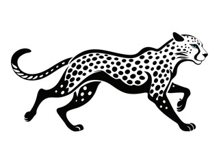 Fototapeta premium Running Cheetah Vector Icon | Black and White Stylized Leopard Illustration