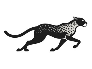 Fototapeta premium Running Cheetah Vector Icon | Black and White Stylized Leopard Illustration
