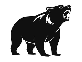 Fototapeta premium Black and White Wildlife Vector Featuring a Roaring Bear