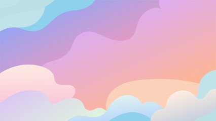 Obraz premium Dreamy Abstract Cloud Background with Soft Pastel Colors, Minimalist Sky and Cloud Vector in Light Pink and Blue Tones, Abstract Gradient Cloudscape with Smooth Fluid Design, Soft and Aesthetic Cloud 
