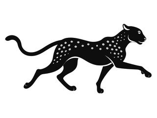 Obraz premium Running Cheetah Vector Icon | Black and White Stylized Leopard Illustration