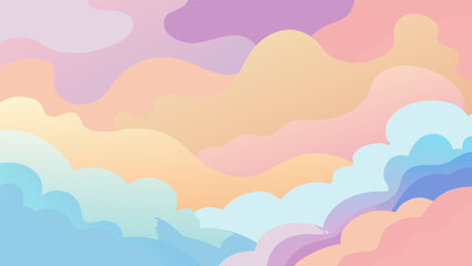 Fototapeta premium Dreamy Abstract Cloud Background with Soft Pastel Colors, Minimalist Sky and Cloud Vector in Light Pink and Blue Tones, Abstract Gradient Cloudscape with Smooth Fluid Design, Soft and Aesthetic Cloud 