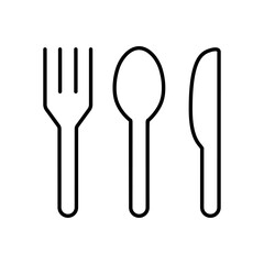 Cutlery icon, fork, spoon and knife icons sign