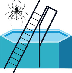 Halloween pool party invites Spider climbing ladder into swimming pool