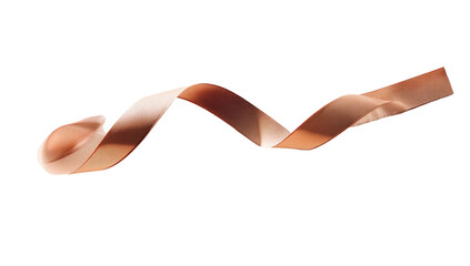 Soft, peach-toned ribbon in a flowing, curved shape