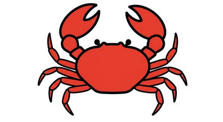 Red Crab Illustration on White Background Marine Life Design