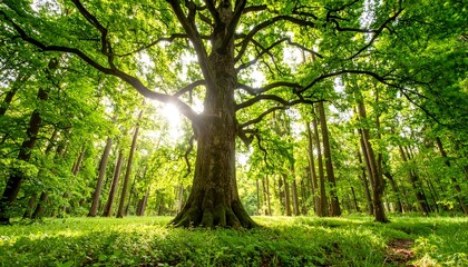 Obraz premium Lush forest with towering tree