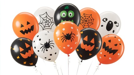 Festive halloween balloons with spooky designs for party decorations and holiday celebrations