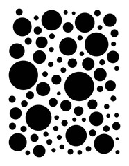Black circles scattered on white background vector
