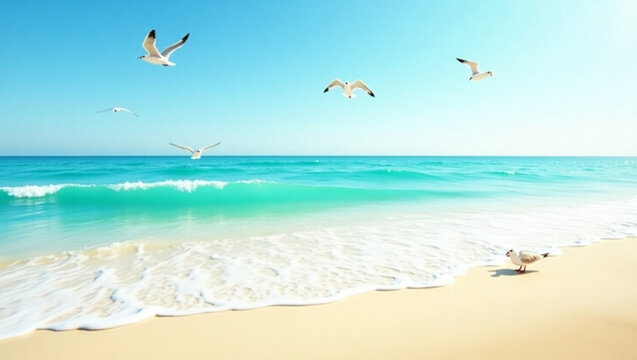 seagulls on the beach