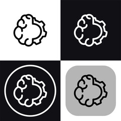 This icon represents artificial intelligence, showcasing a brain integrated with a gear, symbolizing intelligent automation and machine learning. Perfect for tech projects and AI-related designs.