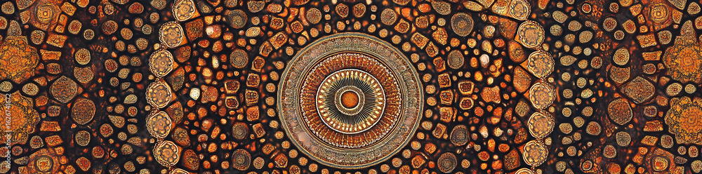Poster geometric mosaic pattern a close-up view of circular and organic forms in detailed arrangement