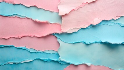 Torn pastel paper texture background in pink and blue with rough edges