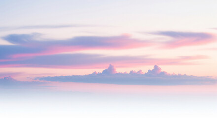 Fototapeta premium Serene Pastel Sky with Soft Pink and Lavender Clouds at Sunset