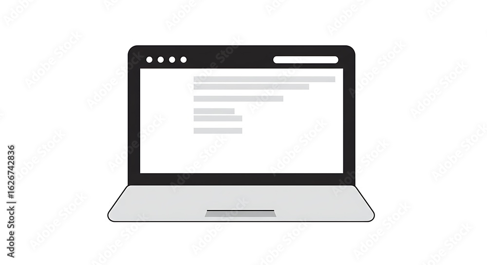 Poster laptop showing document with gray lines on screen