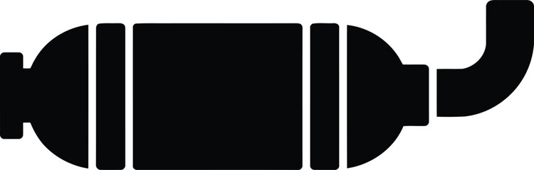 Black automotive exhaust muffler with pipe vehicle