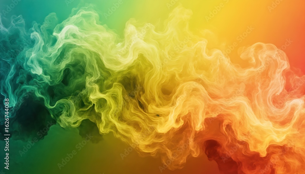 Aufkleber abstract rainbow smoke flows in dynamic waves across vibrant gradient background transitioning from 