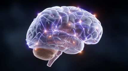 Exploring blue energy pulses creating an abstract brain map in digital space an artistic visualization of neural networks