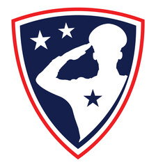 Silhouette of a soldier saluting isolated on white background. Silhouette. Illustration. Thank You Veterans - Veterans day background	