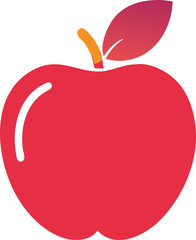 A simple and clean vector illustration of a single red apple with a green leaf and stem perfect for various design applications