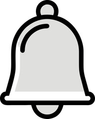 Classic alarm bell icon with a striking hammer and resonant sound waves for emergency alerts and notifications