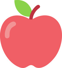 A simple and clean vector illustration of a red apple with a green leaf perfect for food and health related designs