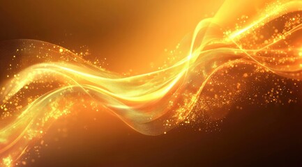 Golden abstract waves with shimmering particles