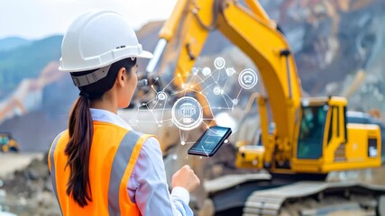 Female Engineer Overseeing Construction Site Using Smart Technology - Powered by Adobe