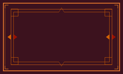 Elegant art deco border with geometric accents on burgundy background