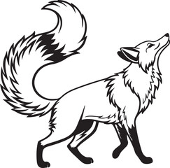 Obraz premium A stylized fox illustrated in a circular form, showcasing its characteristic features like ears and tail in a unique design
