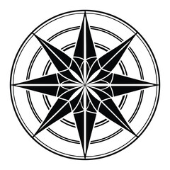 Fototapeta premium Black geometric starburst compass design white