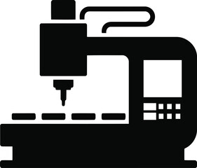 Black industrial machine with digital display and tool manufacturing technology