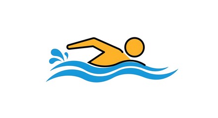 Person Swimming in Water Icon Graphic