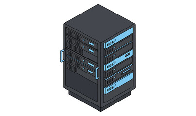 Obraz premium Minimalist 3D Server Stack vector with Clean Rack Design.