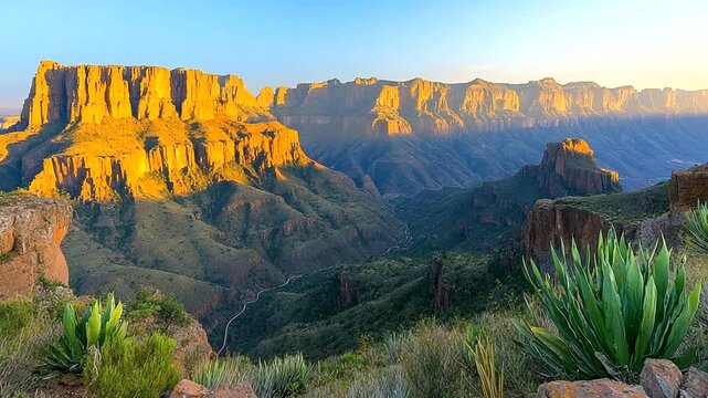 Spectacular landscape of Simien Mountains National Park, Ethiopia at sunset
