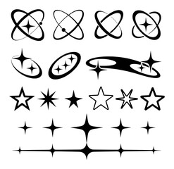 Black starburst and orbital shapes collection sparkle shine