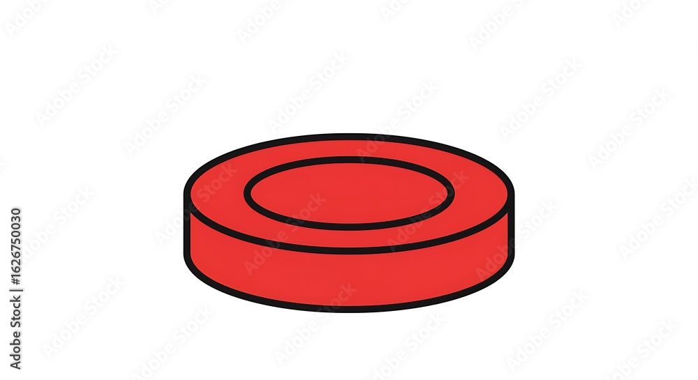 Poster red rounded object on white background - minimalist style