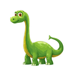 Fototapeta premium Cute green brontosaurus dinosaur cartoon isolated on transparent background
