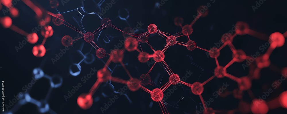 Poster abstract representation of connected molecules and their structures in a network